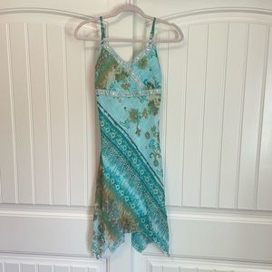 Y2K 90’s Limited Too blue and teal spaghetti strap dress jeweled size sm…